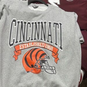 Gildan Gray Cincinnati Sweatshirt with Orange and Black Graphics